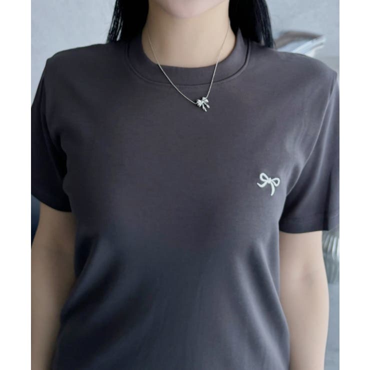 リボン ワンポイント 刺繍 半袖 Tシャツ | Ada. | 詳細画像24 