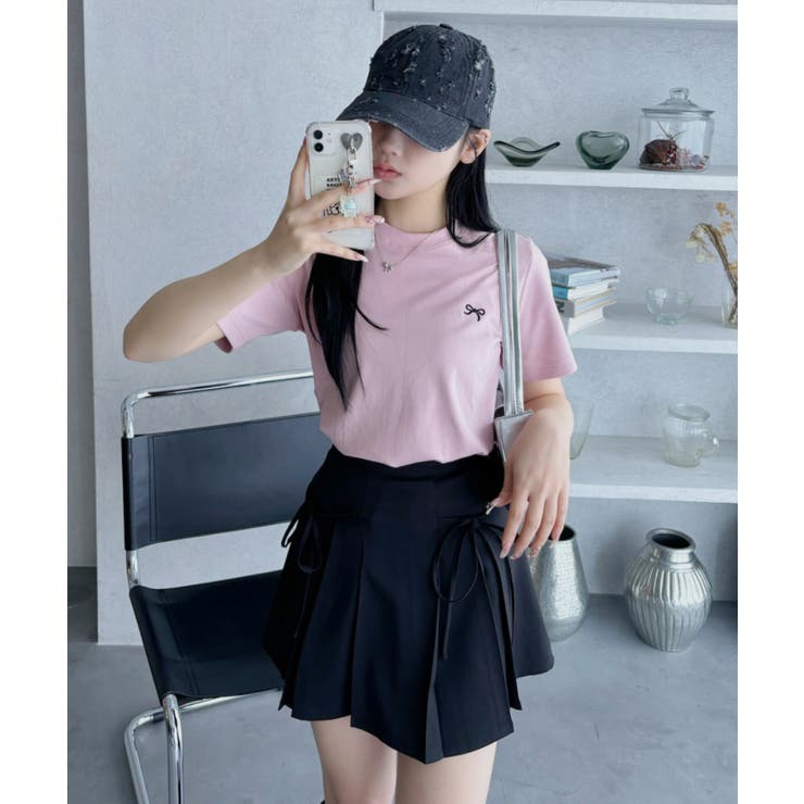 リボン ワンポイント 刺繍 半袖 Tシャツ | Ada. | 詳細画像4 