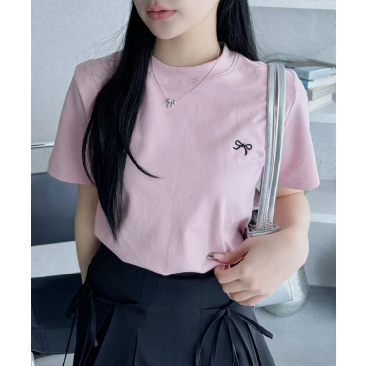 リボン ワンポイント 刺繍 半袖 Tシャツ | Ada. | 詳細画像5 