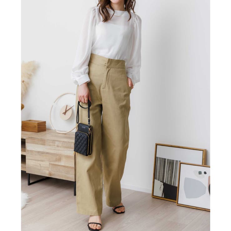 ウエストベルト折り返しデザインパンツ ハイウエスト Y2K[品番