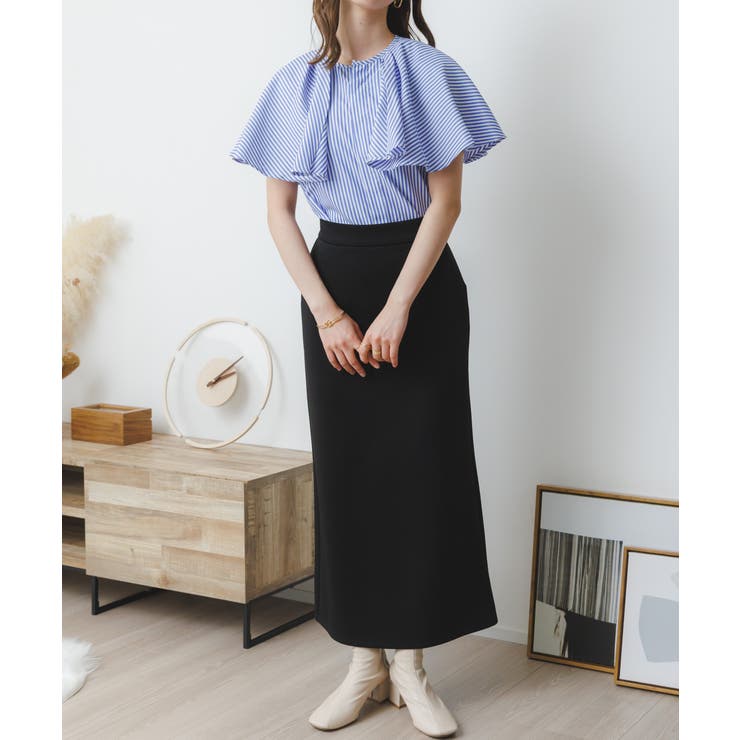 フリルケープショルダーブラウス シャツ ノースリーブ[品番