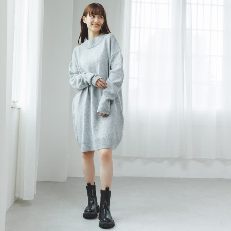 モックネック ロング丈 ニットワンピース[品番：ORGW0000234]｜Ada