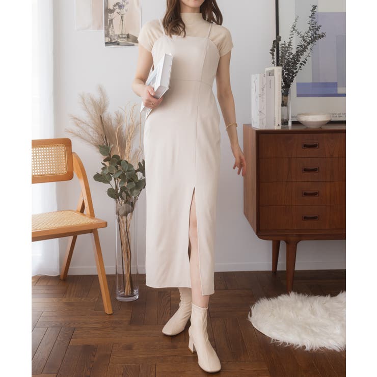 新品 Branche' Ada 長袖 アシメトリー ロングワンピース スリット入
