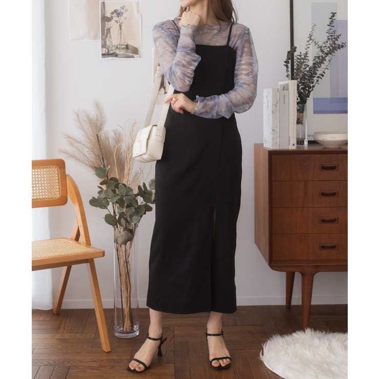 新品 Branche' Ada 長袖 アシメトリー ロングワンピース スリット入
