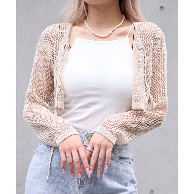 メッシュクロップドカーディガン ショート丈 長袖 | Ada. | 詳細画像37 