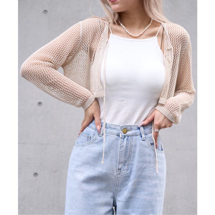 メッシュクロップドカーディガン ショート丈 長袖 | Ada. | 詳細画像38 