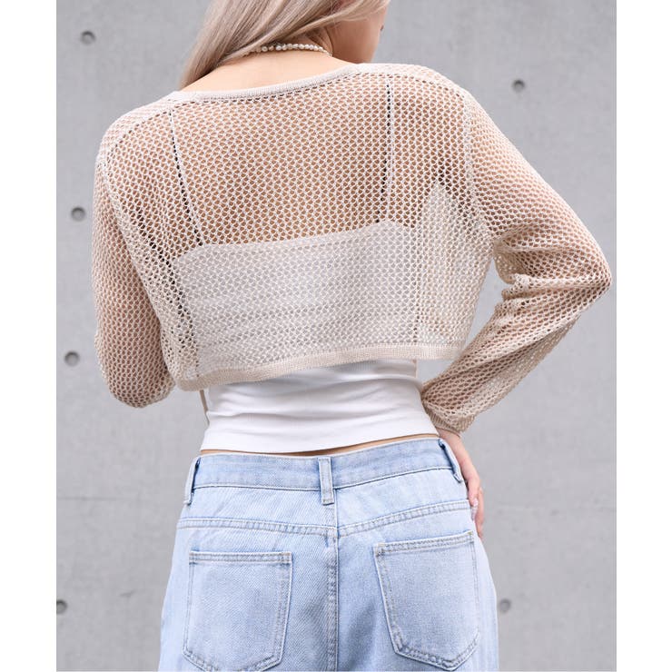 メッシュクロップドカーディガン ショート丈 長袖 | Ada. | 詳細画像39 