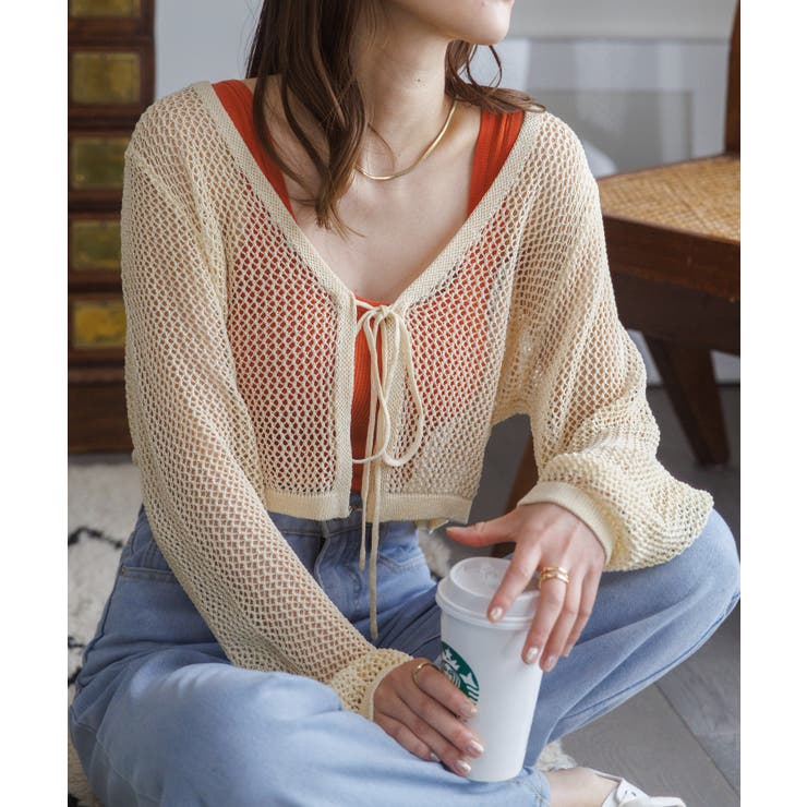 メッシュクロップドカーディガン ショート丈 長袖 | Ada. | 詳細画像55 