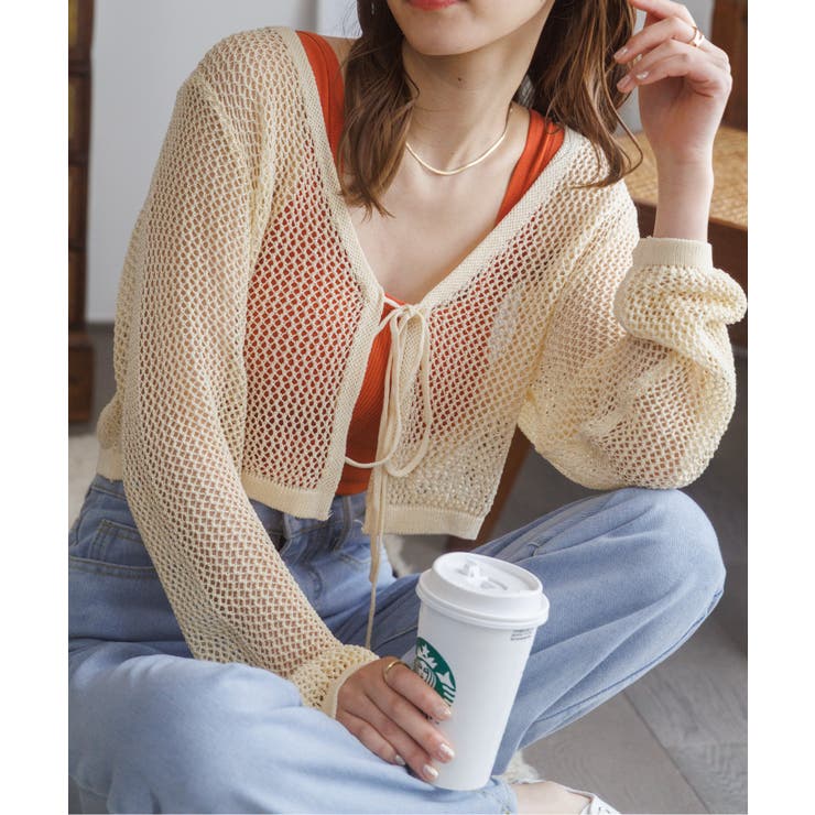 メッシュクロップドカーディガン ショート丈 長袖 | Ada. | 詳細画像56 