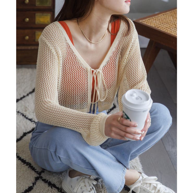 メッシュクロップドカーディガン ショート丈 長袖 | Ada. | 詳細画像57 