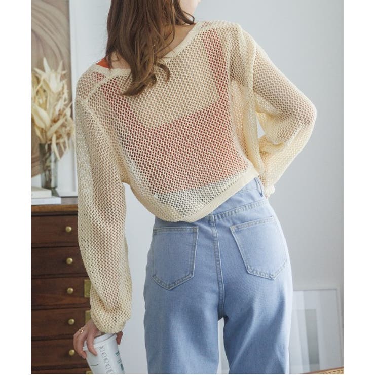 メッシュクロップドカーディガン ショート丈 長袖 | Ada. | 詳細画像63 
