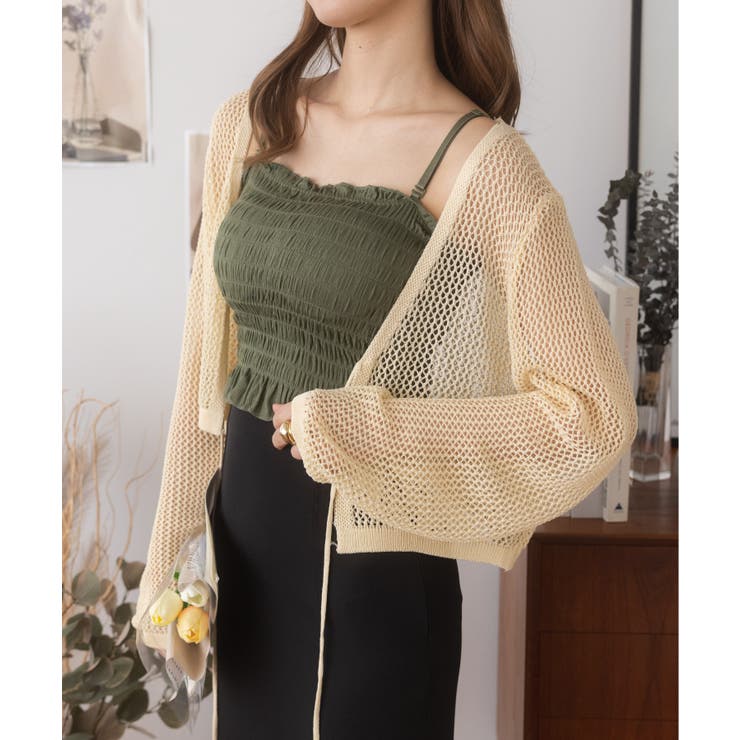 メッシュクロップドカーディガン ショート丈 長袖 | Ada. | 詳細画像68 