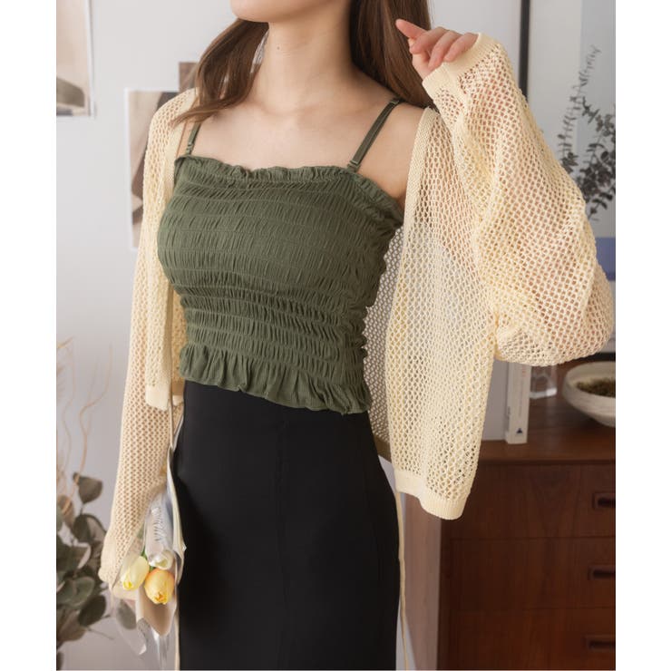 メッシュクロップドカーディガン ショート丈 長袖 | Ada. | 詳細画像69 