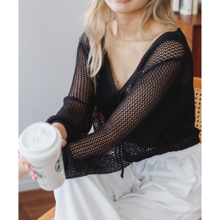 メッシュクロップドカーディガン ショート丈 長袖 | Ada. | 詳細画像82 