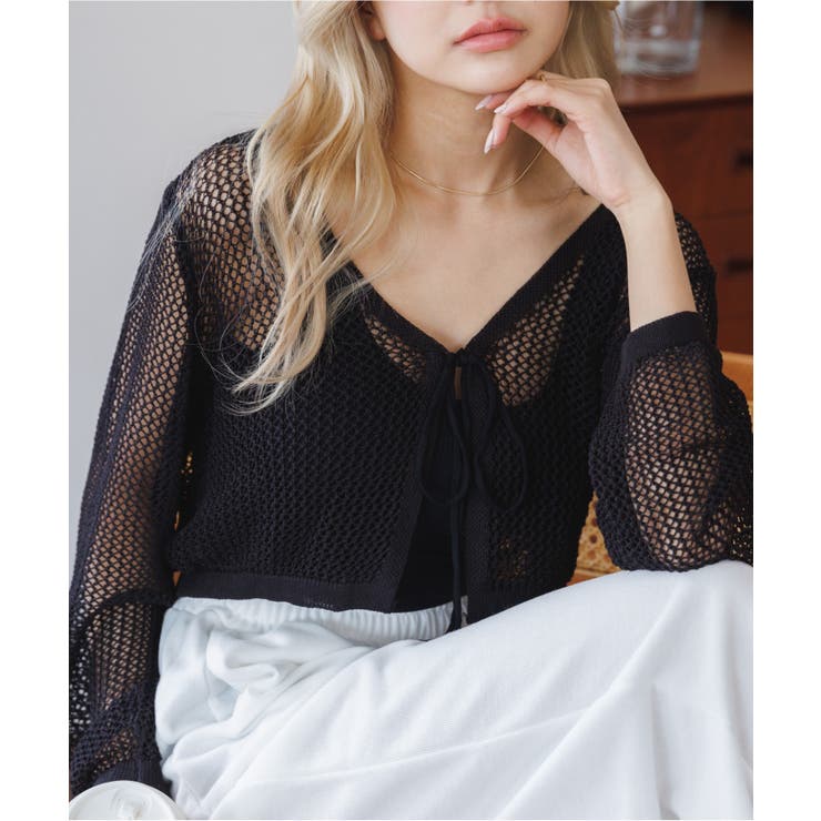 メッシュクロップドカーディガン ショート丈 長袖 | Ada. | 詳細画像83 