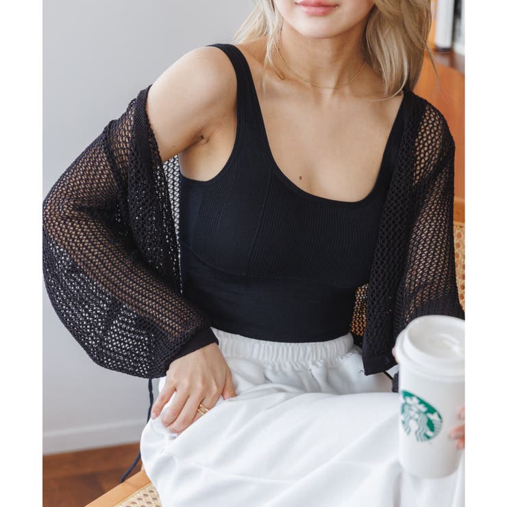 メッシュクロップドカーディガン ショート丈 長袖 | Ada. | 詳細画像84 