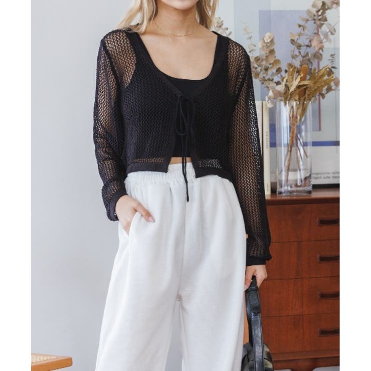 メッシュクロップドカーディガン ショート丈 長袖 | Ada. | 詳細画像87 