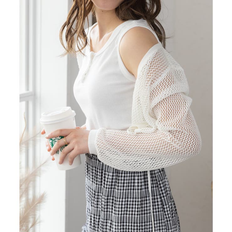 メッシュクロップドカーディガン ショート丈 長袖 | Ada. | 詳細画像95 