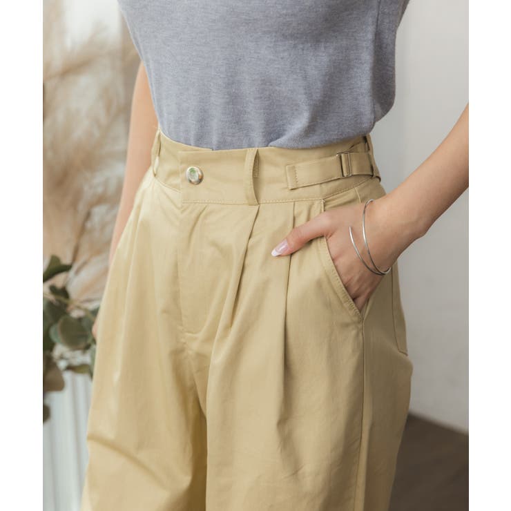 ベージュ | サイドベルトミリタリーワイドパンツ | Ada.