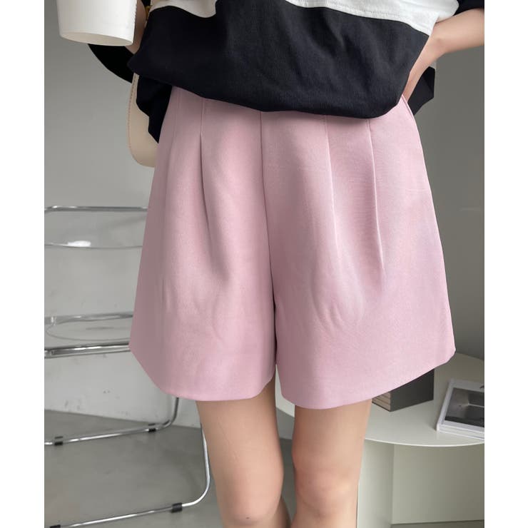 高評価！ タックハイウエストベーシックショートパンツ[品番：ORGW0000478 パンツ