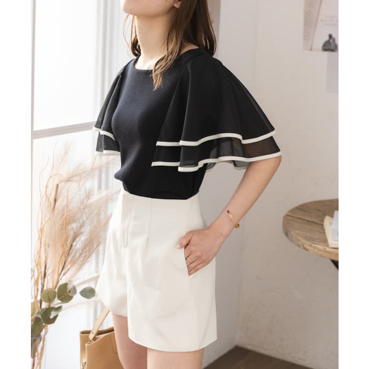 ハイウエストショートパンツ タック フレア[品番：ORGW0000479