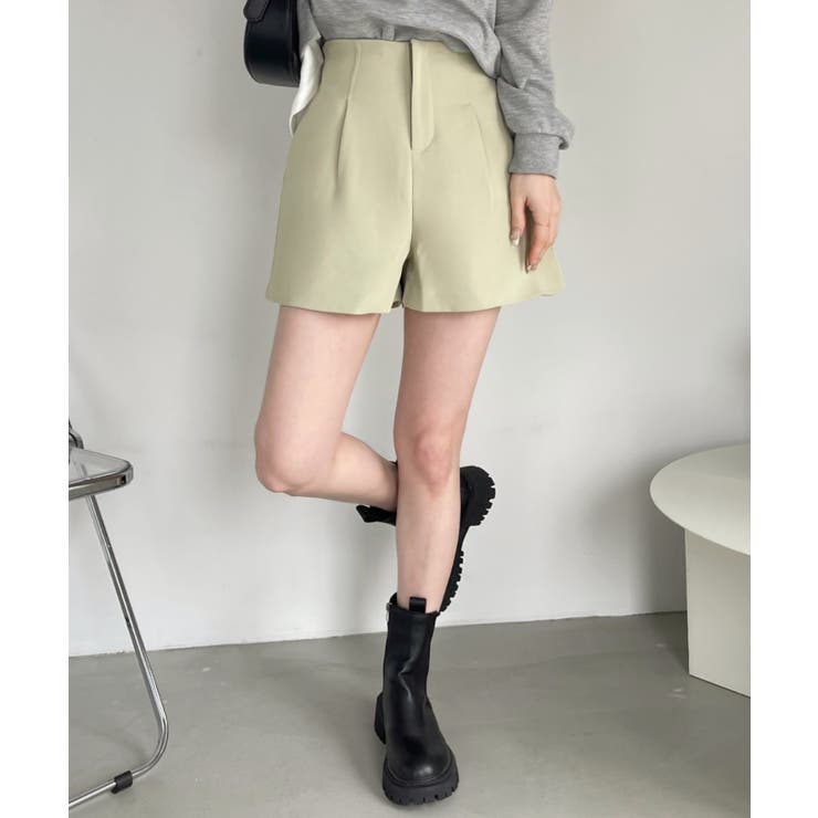 再入荷のおすすめ最新情報 ハイウエストショートパンツ フレア[品番：ORGW0000479 タック パンツ