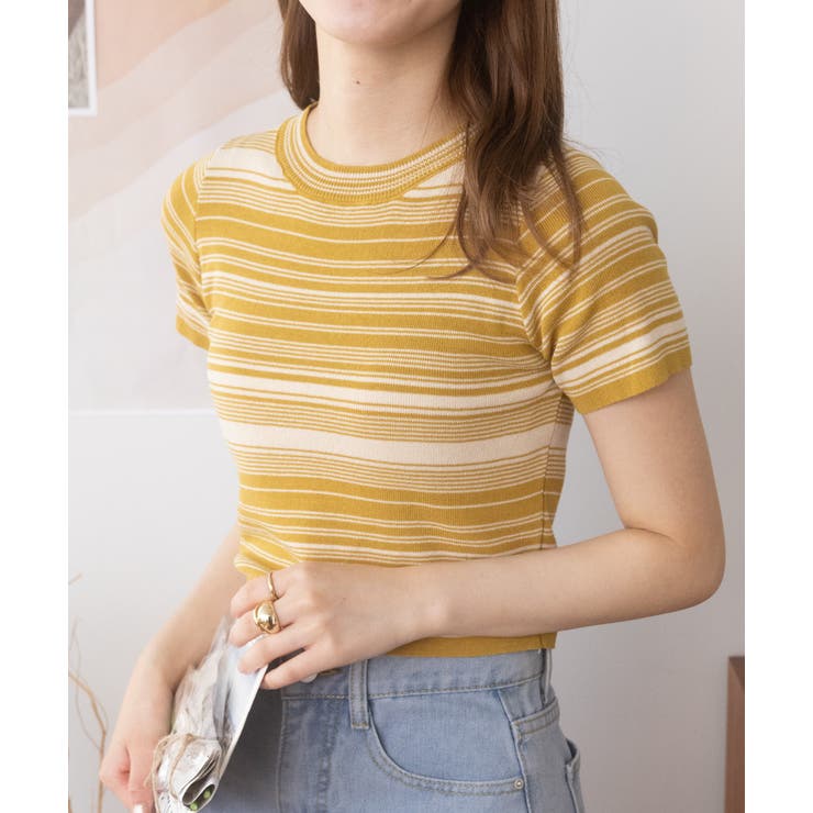 マルチボーダーコンパクトニットTee[品番：ORGW0000514]｜Ada.（エイダ