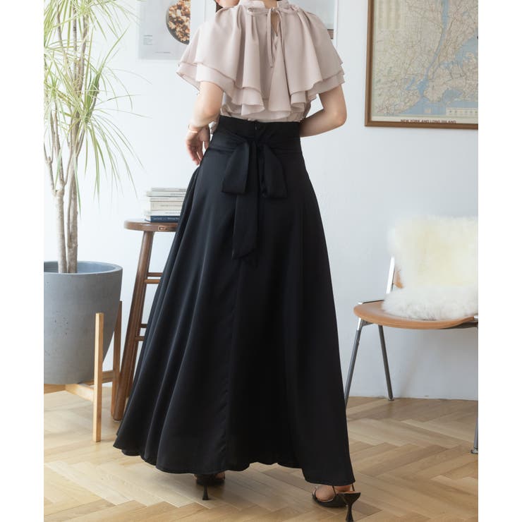 バックリボンハイウエストフレアスカート[品番：ORGW0000536]｜Ada