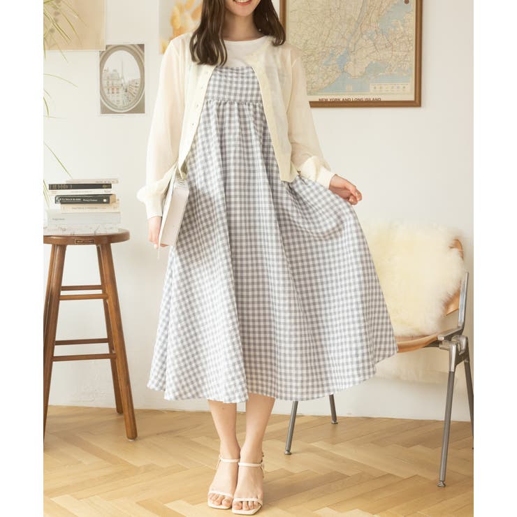 再入荷アイテム バックシャンギンガムチェックキャミワンピース ベアトップ 犬服・アクセサリー