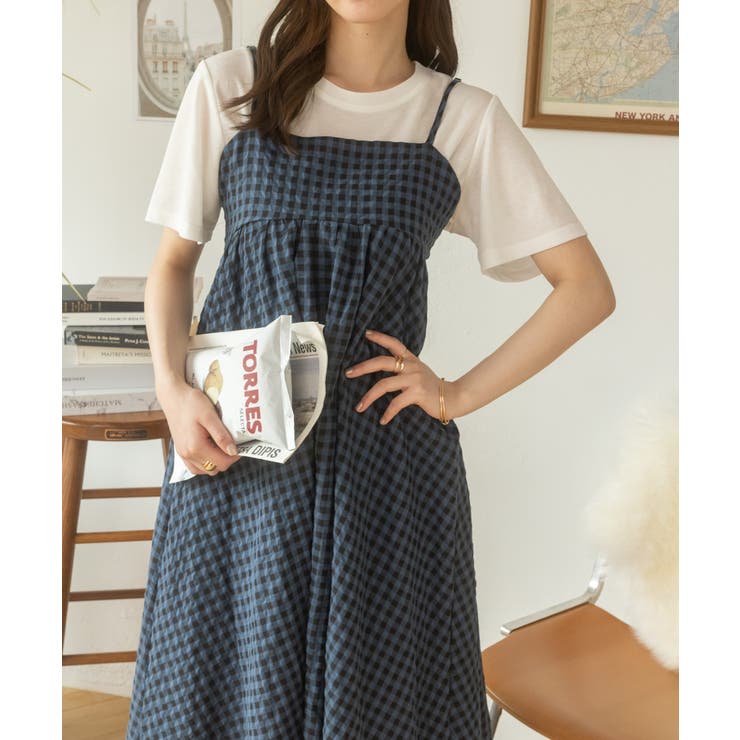 kate spade ドッキング カットソー ワンピース ギンガムチェック ギンガムチェックフレアワンピース【S-Lサイズ/1カラー】[OF04