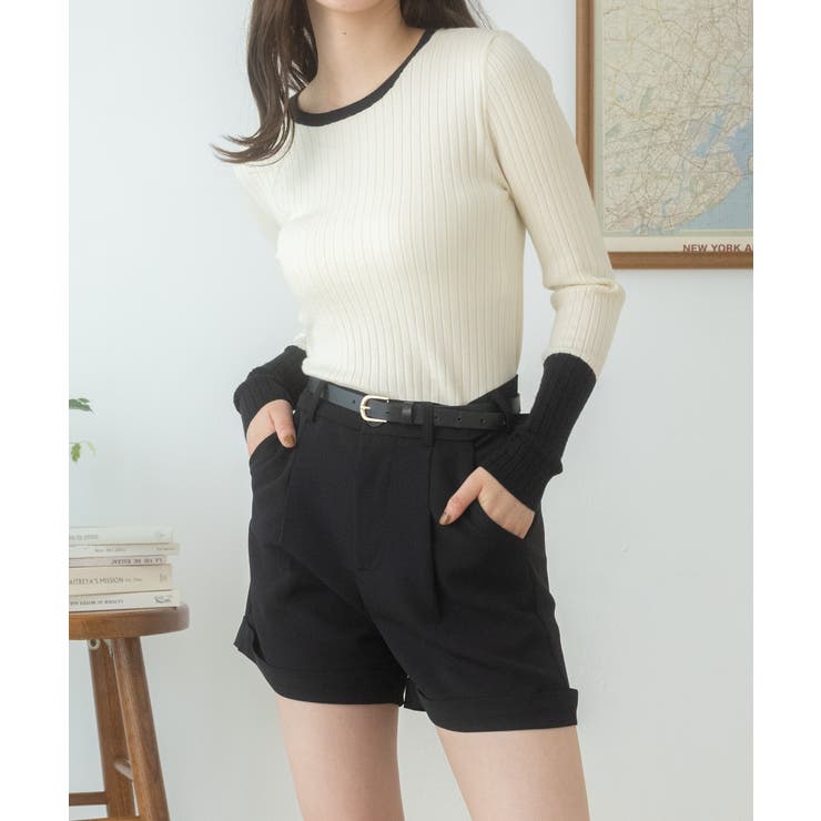 ベルト付きロールアップショートパンツ[品番：ORGW0000560]｜Ada.（エイダ）のレディースファッション通販｜SHOPLIST（ショップリスト）