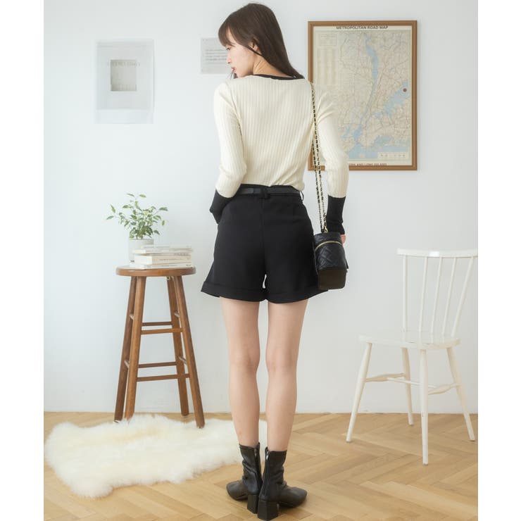 ベルト付きロールアップショートパンツ[品番：ORGW0000560]｜Ada