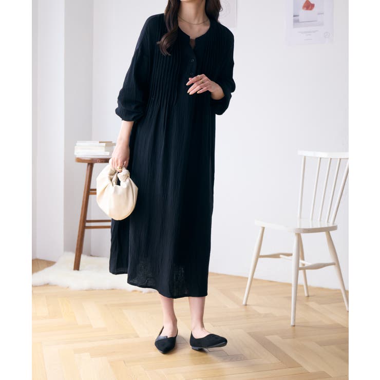 フロントタックコットンガーゼワンピース[品番：ORGW0000601