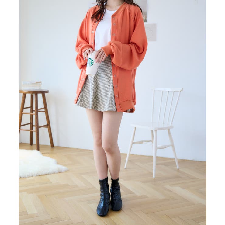yori イッピーチェックフレアブラウス/オレンジ/M イッピーチェックフレアブラウス | all item| yori