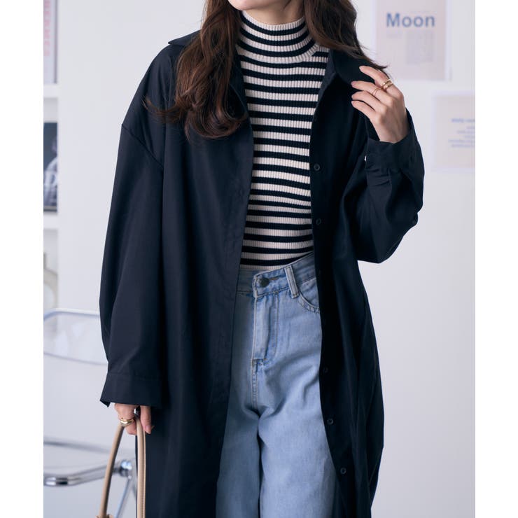 バッグプリーツロングシャツ HUG.U（ハグユー） シャツ バックプリーツ ブラウス レディース