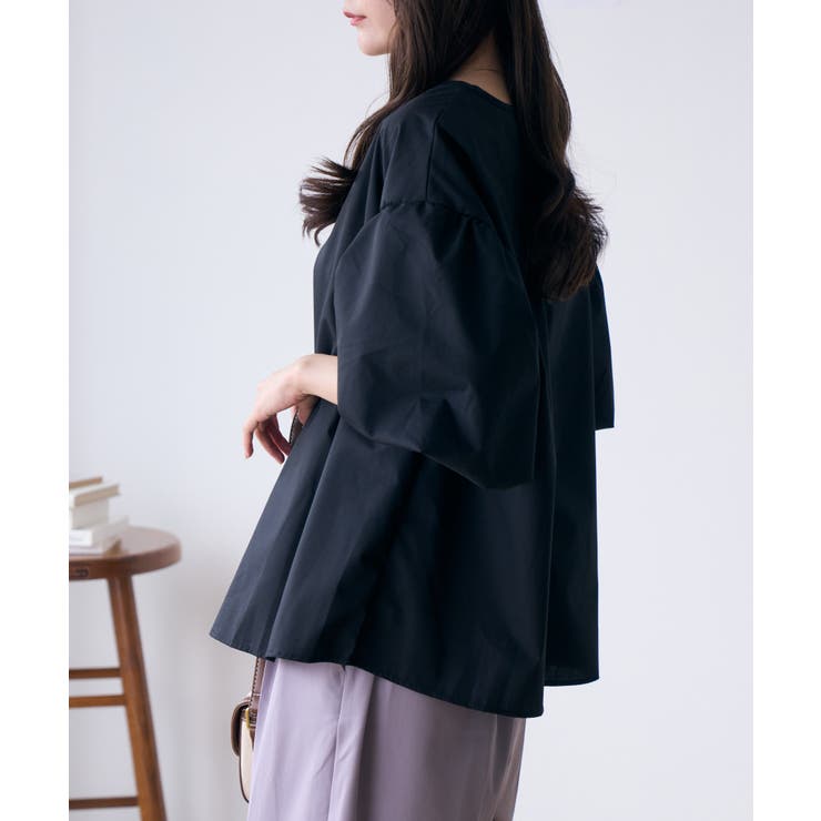 バックリボンボリュームスリーブふんわりブラウス | Eclat one | 詳細画像14 