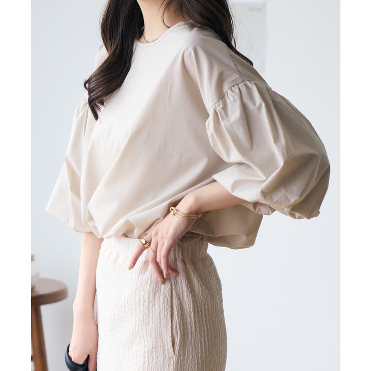 バックリボンボリュームスリーブふんわりブラウス | Eclat one | 詳細画像3 