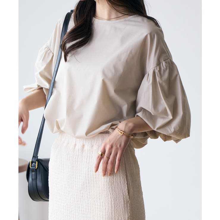 バックリボンボリュームスリーブふんわりブラウス | Eclat one | 詳細画像4 