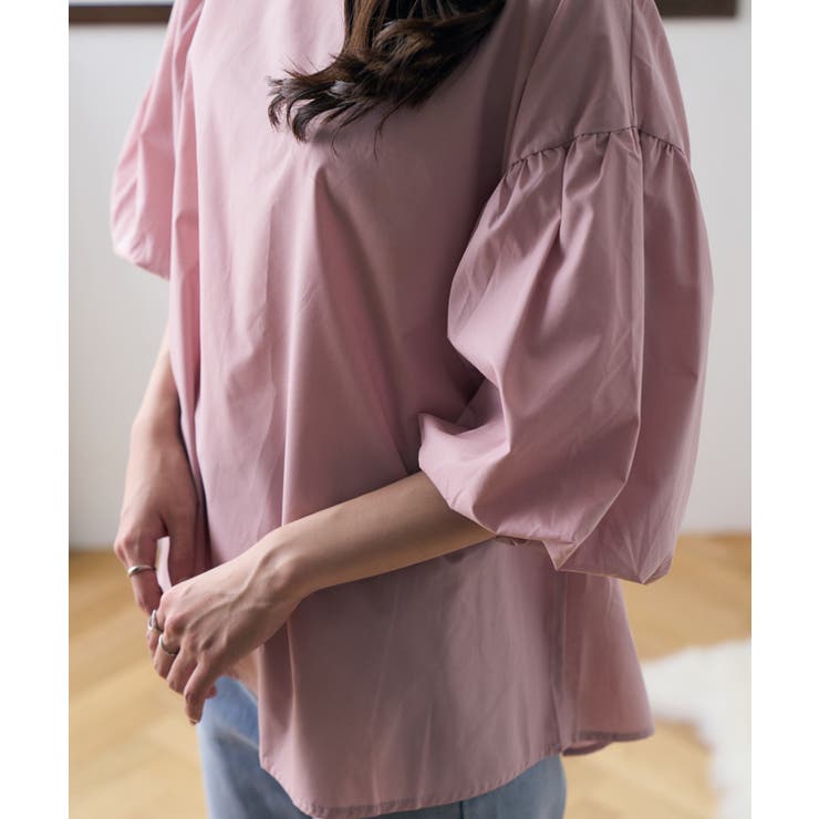 バックリボンボリュームスリーブふんわりブラウス[品番