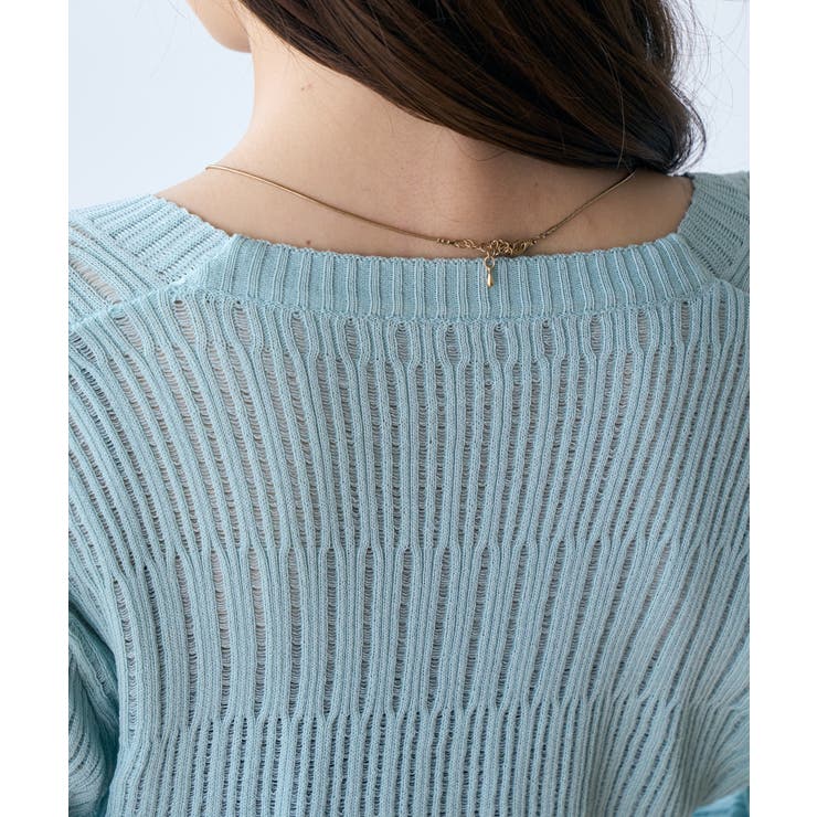 透かしランダムリブVネックショートカーディガン | Ada. | 詳細画像47 