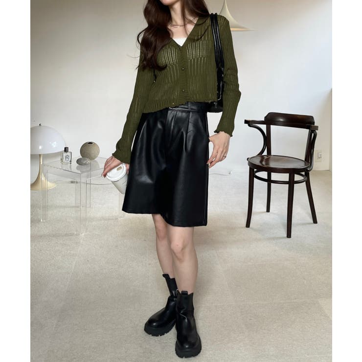 透かしランダムリブVネックショートカーディガン | Ada. | 詳細画像53 