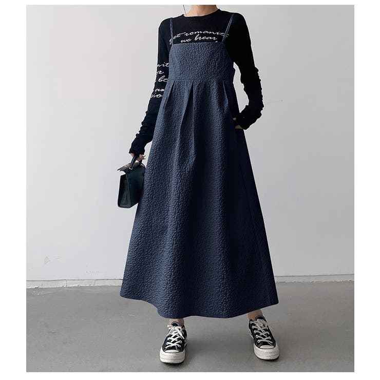 ふくれジャガードタックデザインAラインキャミワンピース[品番