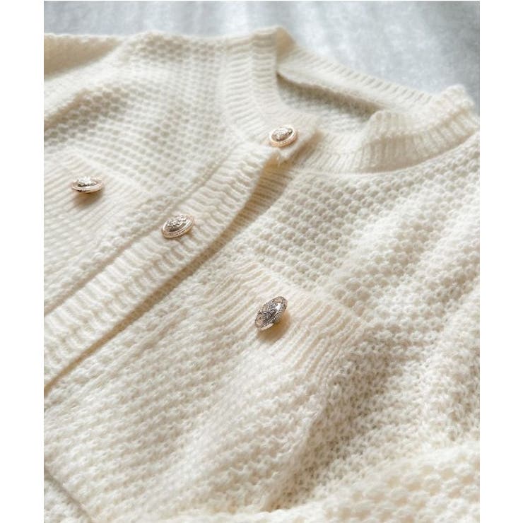 ゴールドボタンツイード風ニットカーディガン | Ada. | 詳細画像91 