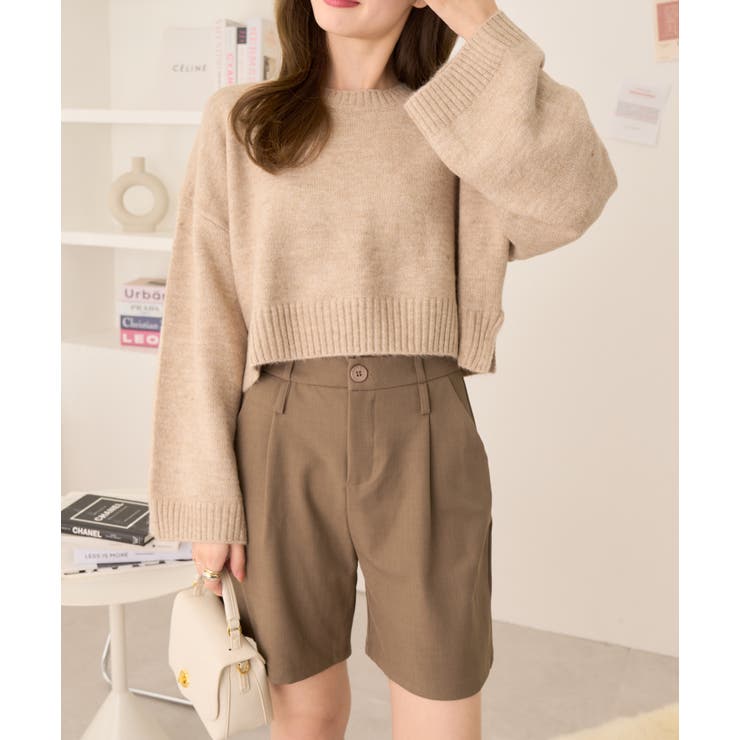 新品 ワイドショートニット wee9s（ウィークス） ニット セーター wide sleeve short knit