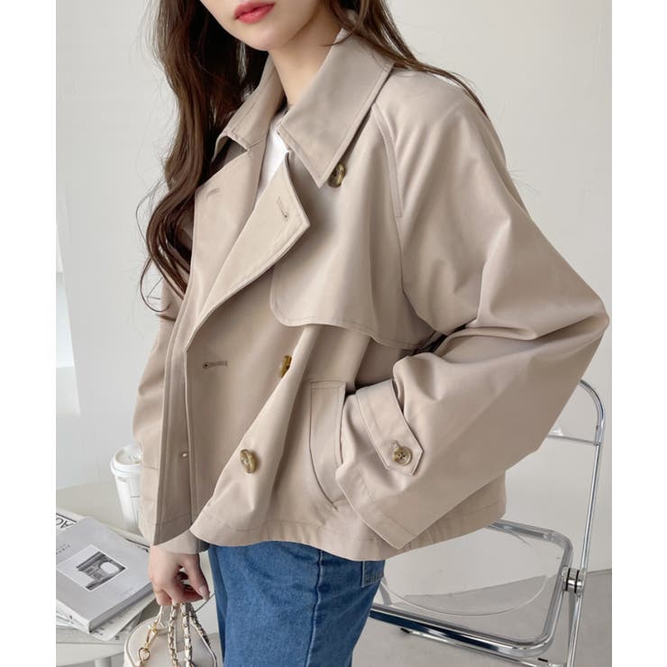 4668【美品】アドーア ショート丈トレンチコート ベルト付き