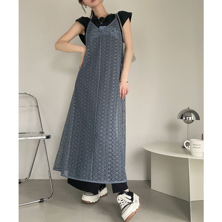 クロシェレース バックシャン キャミワンピース[品番