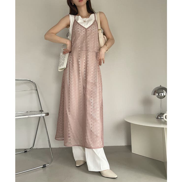 クロシェレース バックシャン キャミワンピース[品番