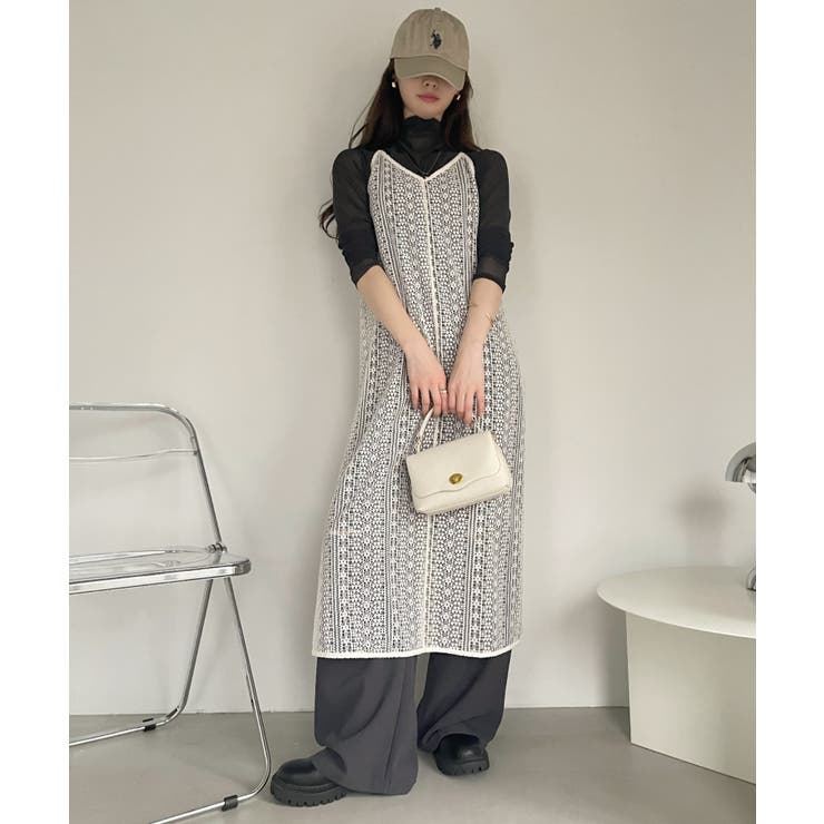 クロシェレース バックシャン キャミワンピース[品番