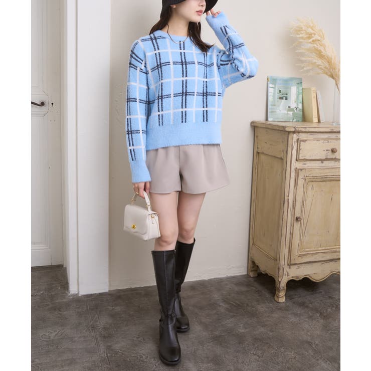 シャギー チェック ニット[品番：ORGW0008167]｜Ada.（エイダ）の