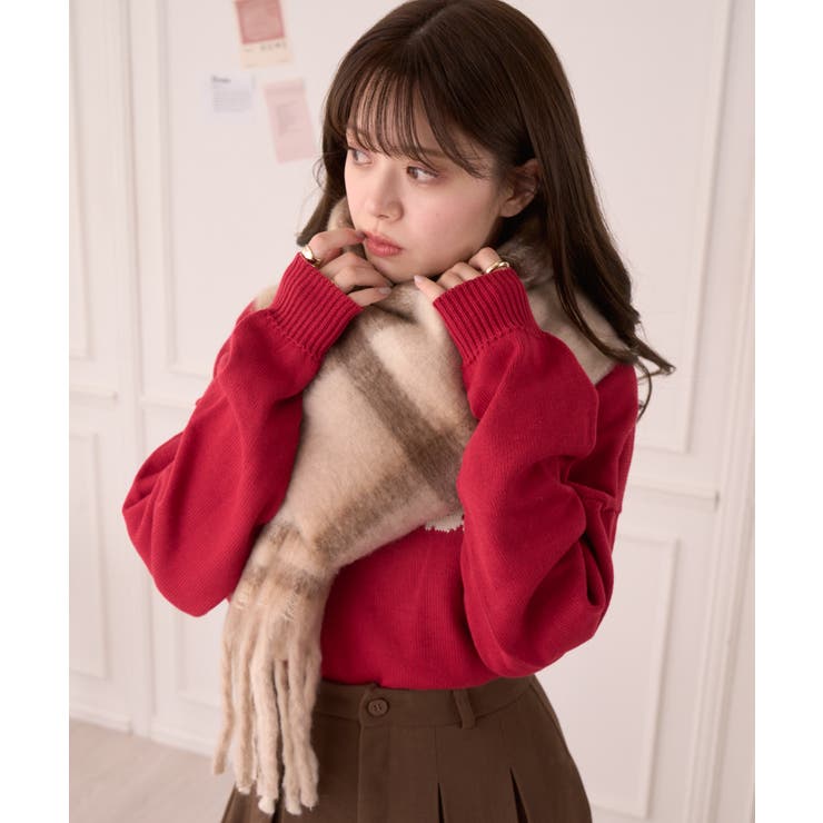 チェック柄 大判 ボリューム マフラー ブロックチェック マドラス